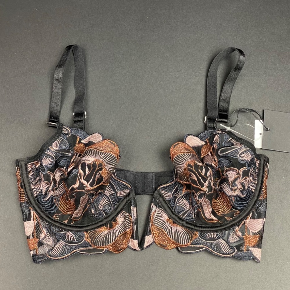 Thistle and Spire Chanterelle Embroidered Mesh Longline Bra